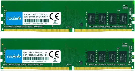 Ddr4-2666Mhz (2X4Gb) 8GB RAM Kit UDIMM PC4-21300U 288Pin Desktop Memory Unbuffered 1.2V CL19 1RX8